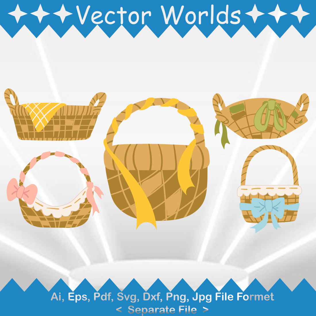 Baskets Isolated SVG Vector Design preview image.