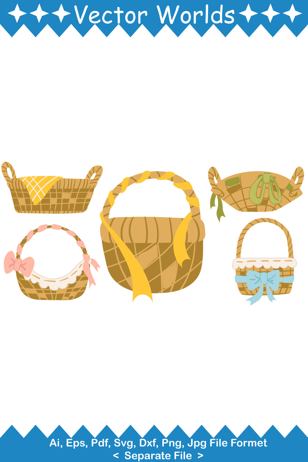 Baskets Isolated SVG Vector Design pinterest preview image.
