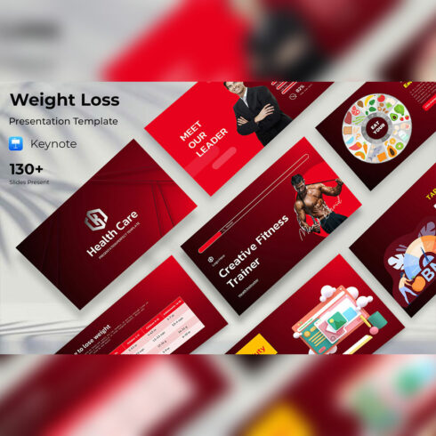 Weight loss and dieting Premium Keynote Template cover image.