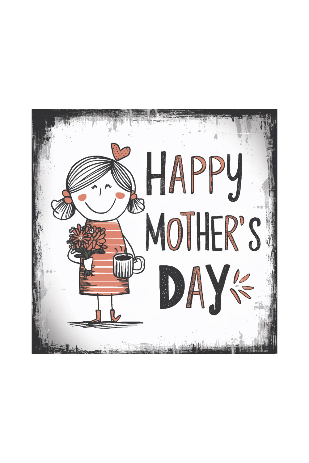 Happy Mother Day Illustration pinterest preview image.