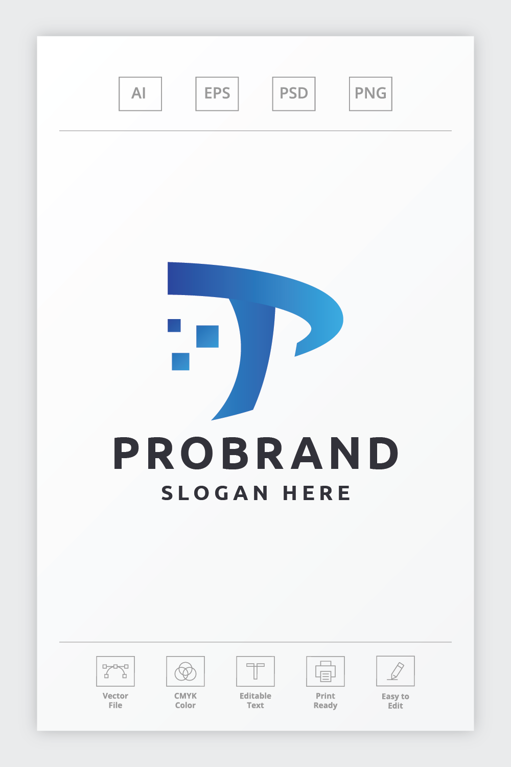 Professional Pro Brand Letter P Logo pinterest preview image.