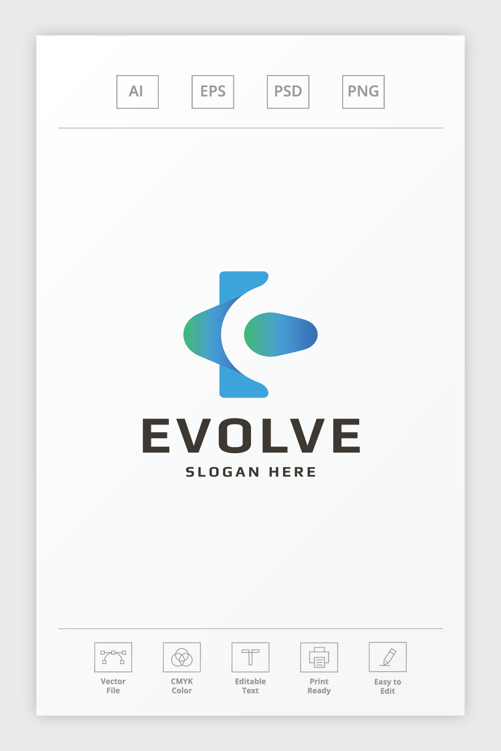 Evolve Letter E Logo pinterest preview image.