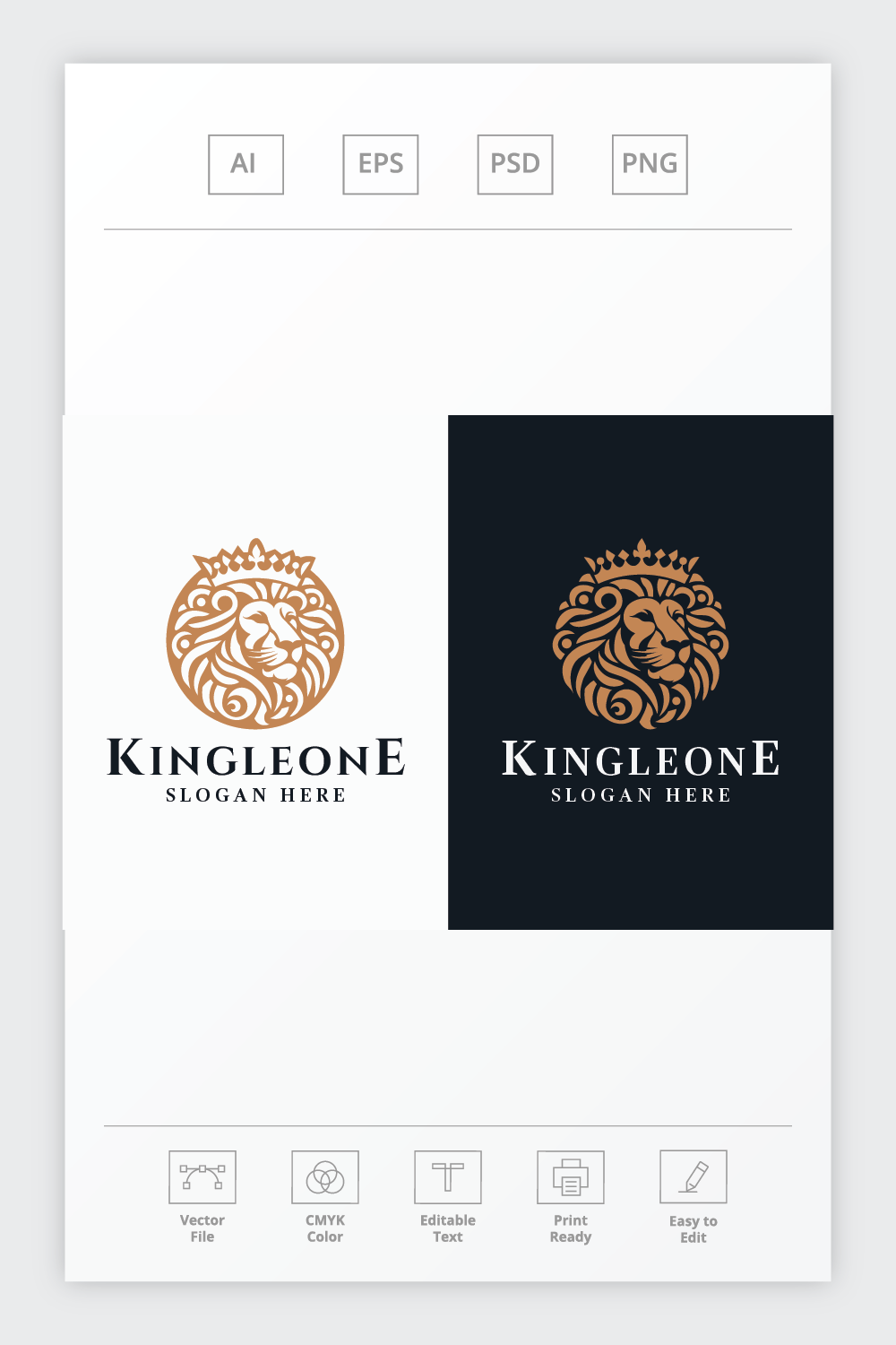 King Lion Head Logo pinterest preview image.