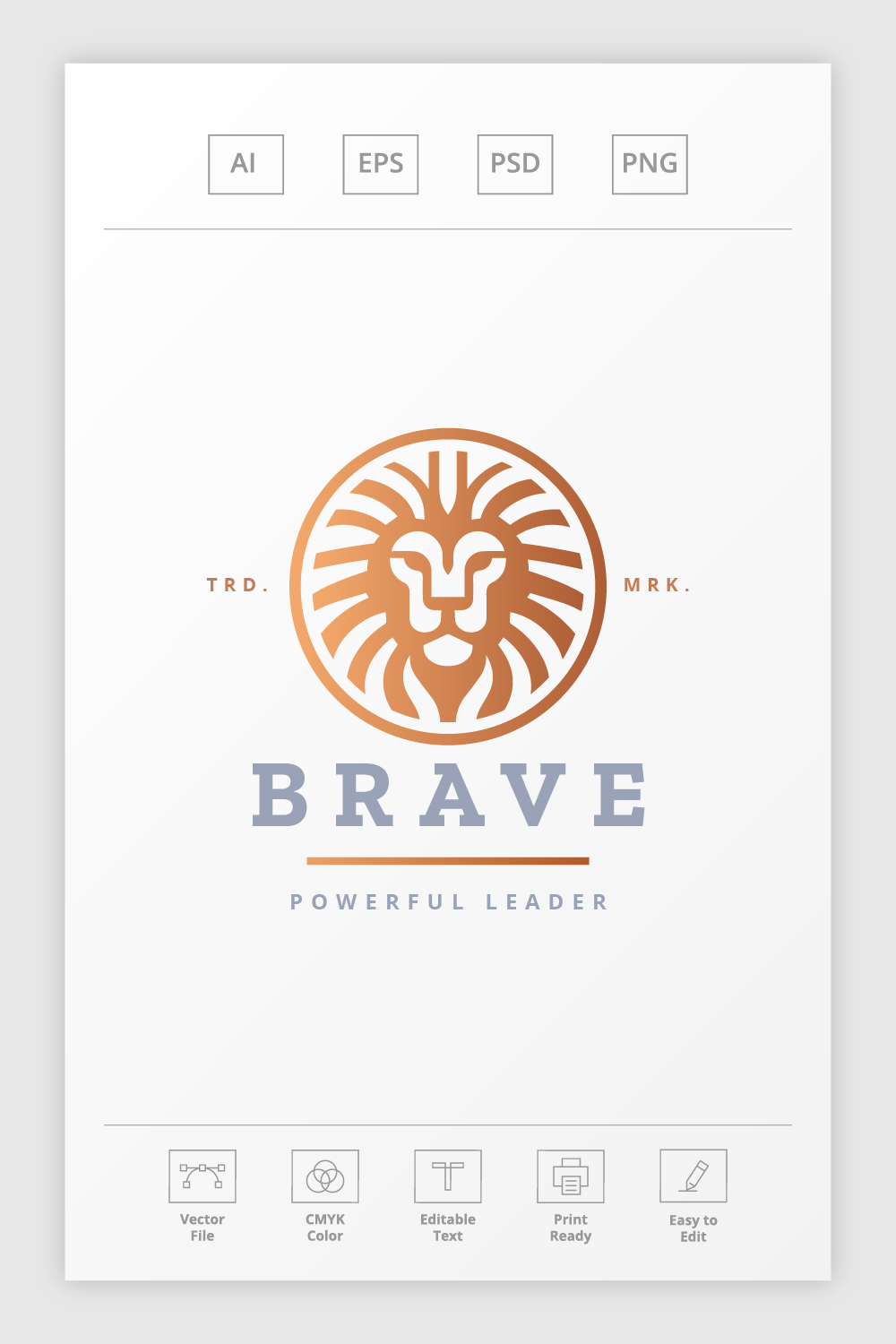 Brave Lion Head Logo pinterest preview image.