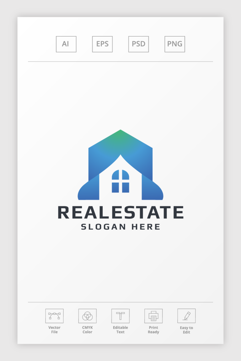 Blue Real Estate Logo MasterBundles