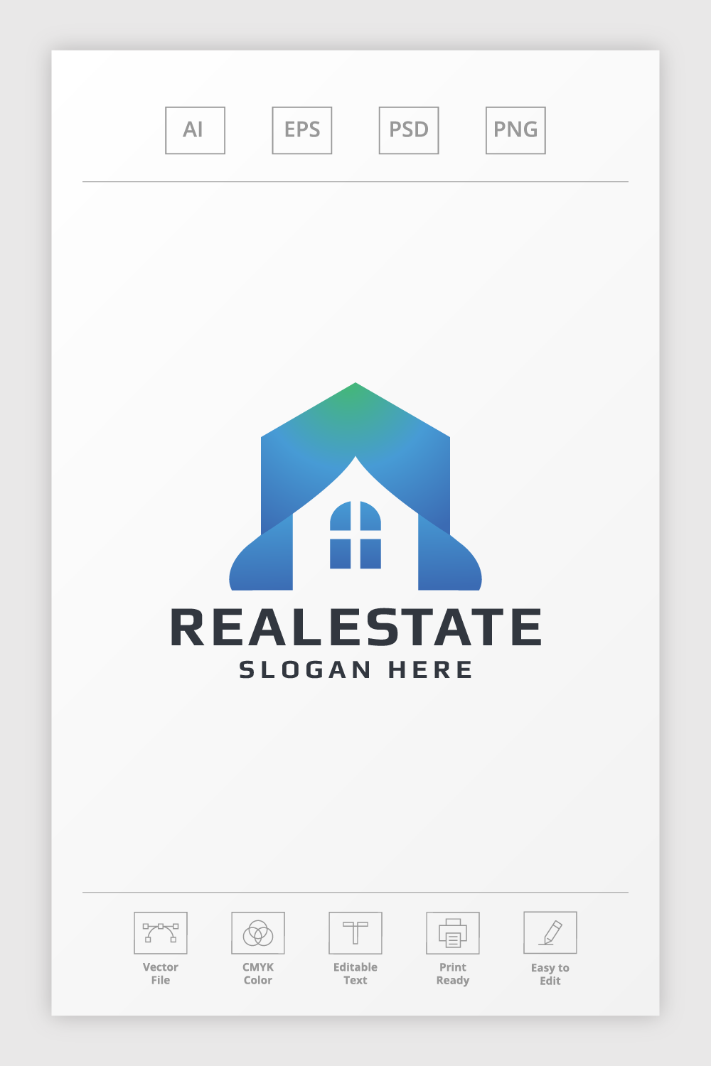 Blue Real Estate Logo pinterest preview image.