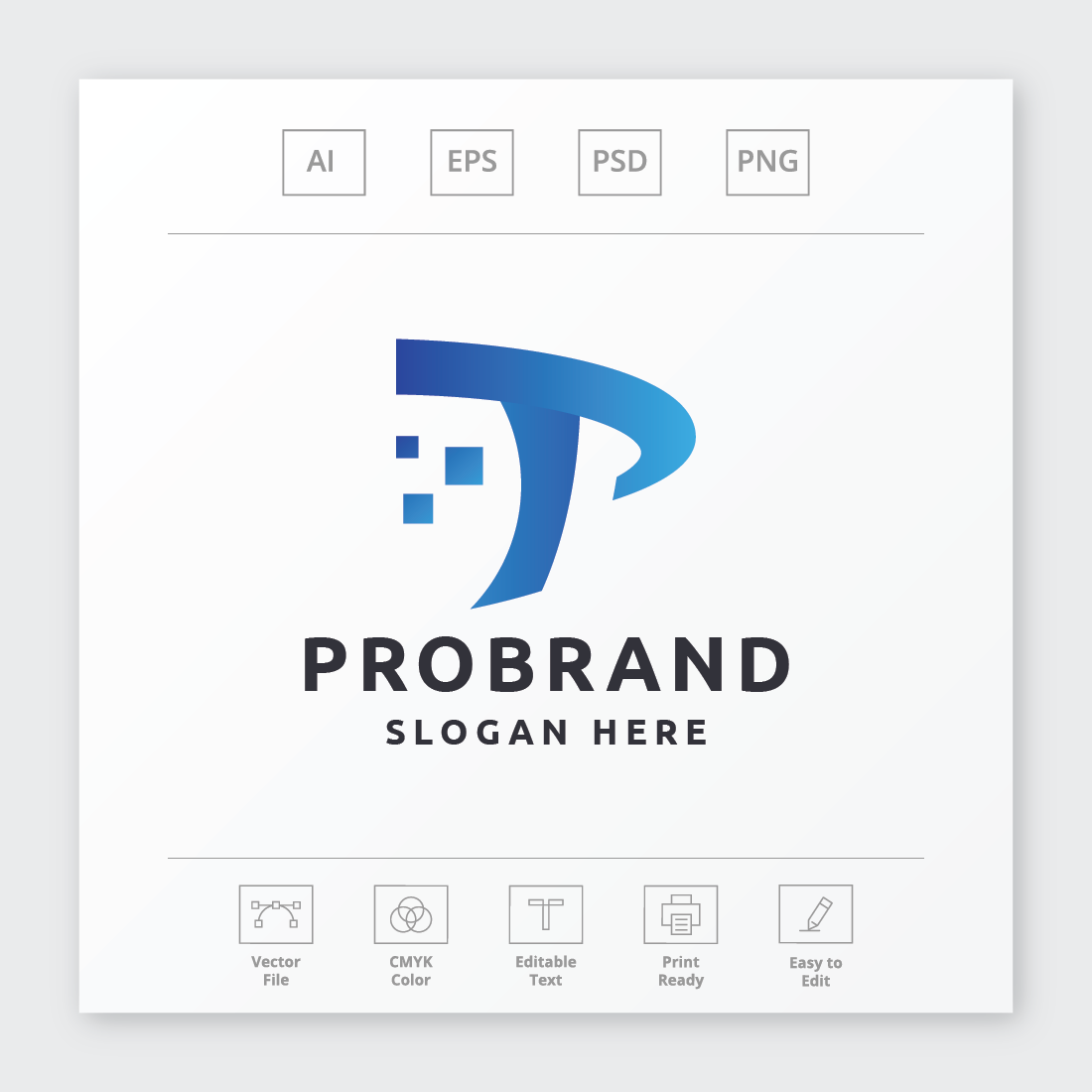 Professional Pro Brand Letter P Logo preview image.