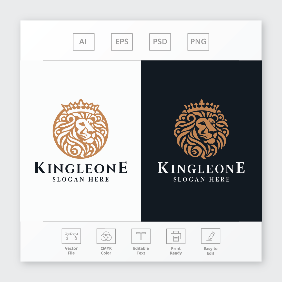 King Lion Head Logo preview image.