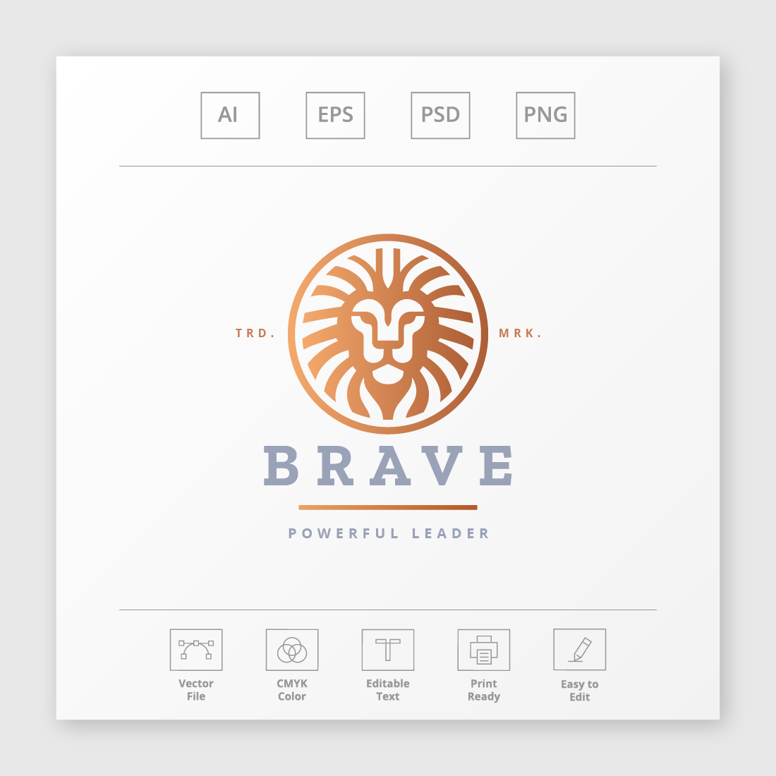 Brave Lion Head Logo preview image.