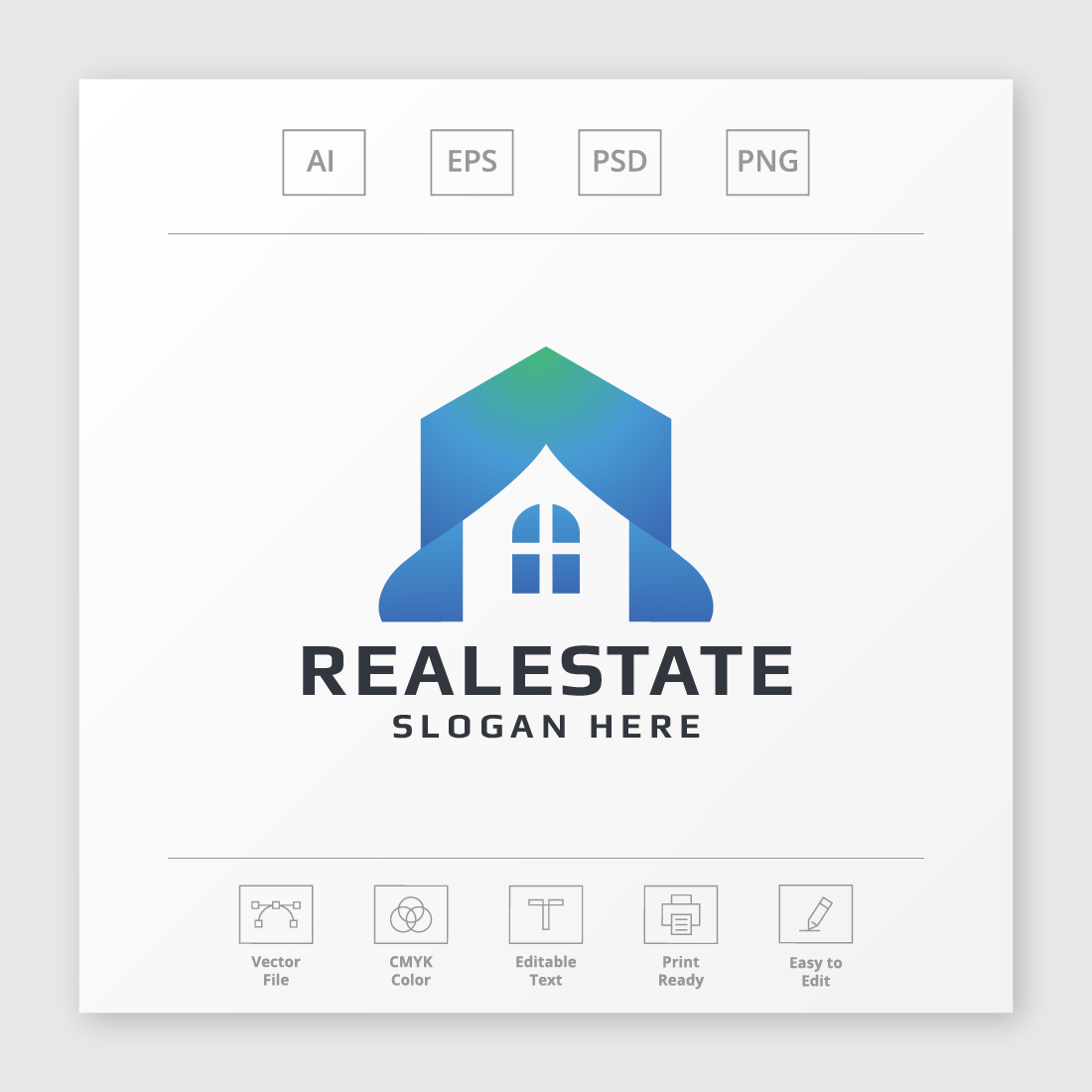 Blue Real Estate Logo preview image.