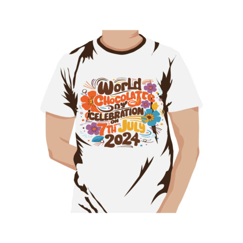 World chocolate day t shirt with a floral design cover image.
