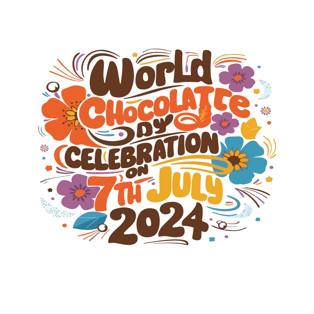 World chocolate day t shirt with a floral design preview image.