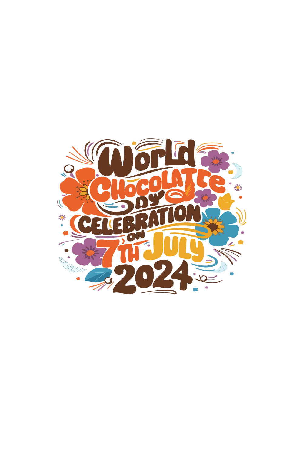 World chocolate day t shirt with a floral design pinterest preview image.