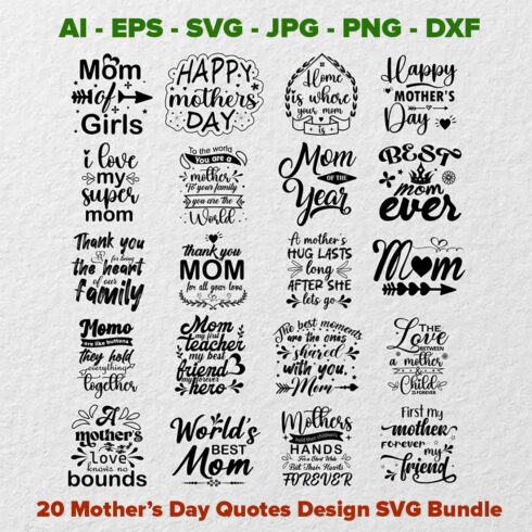 Mother’s Day Inspirational & Motivational Quotes SVG T Shirt Design Vector Bundle, Mothers Day SVG Bundle, Funny Mom Life Quotes SVG Bundle, Mothers Day Quote Vector Designs, Women’s Day cover image.