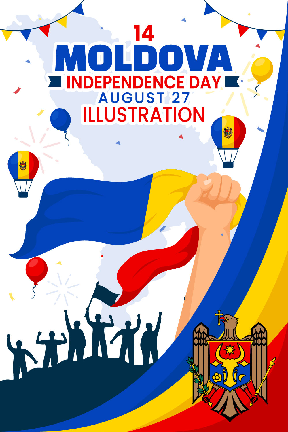 14 Moldova Independence Day Illustration pinterest preview image.