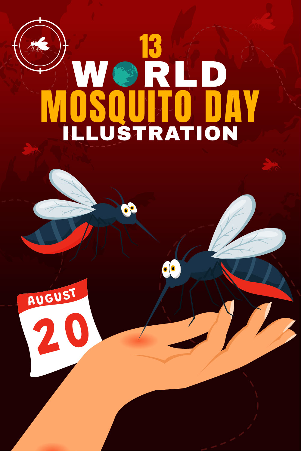 13 World Mosquito Day Illustration pinterest preview image.