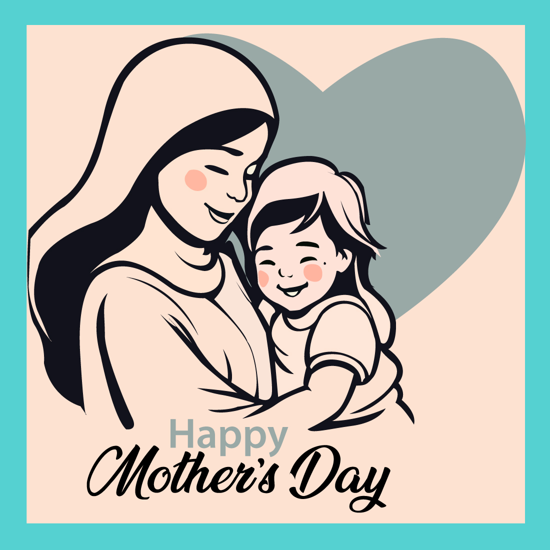 Mother's Day template Design, Mother taking care of his child preview image.