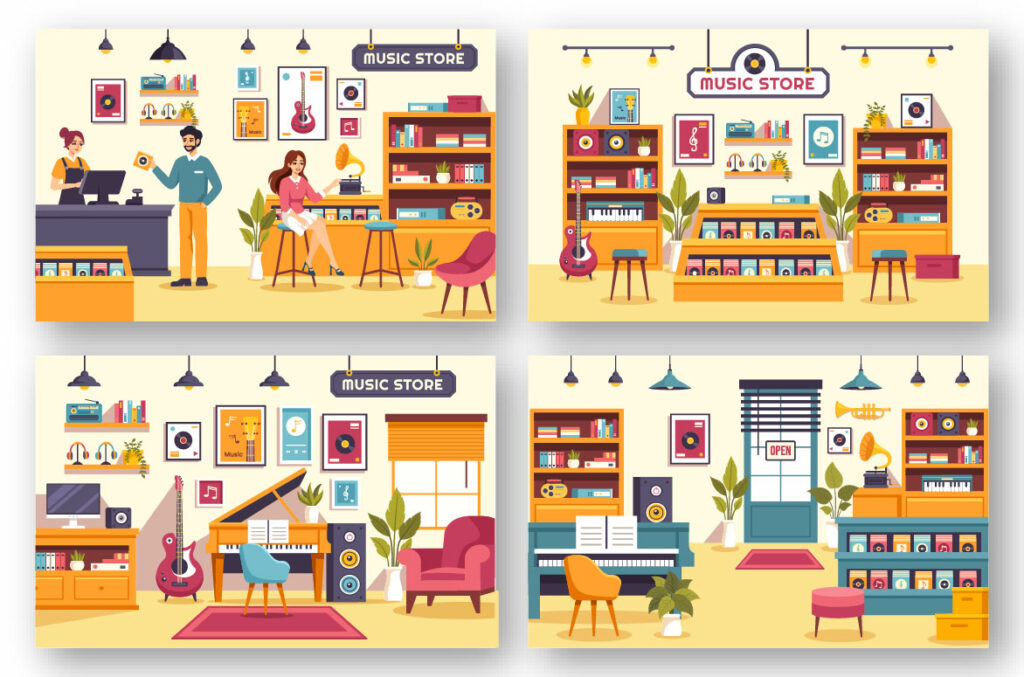 10 Music Store Illustration - MasterBundles