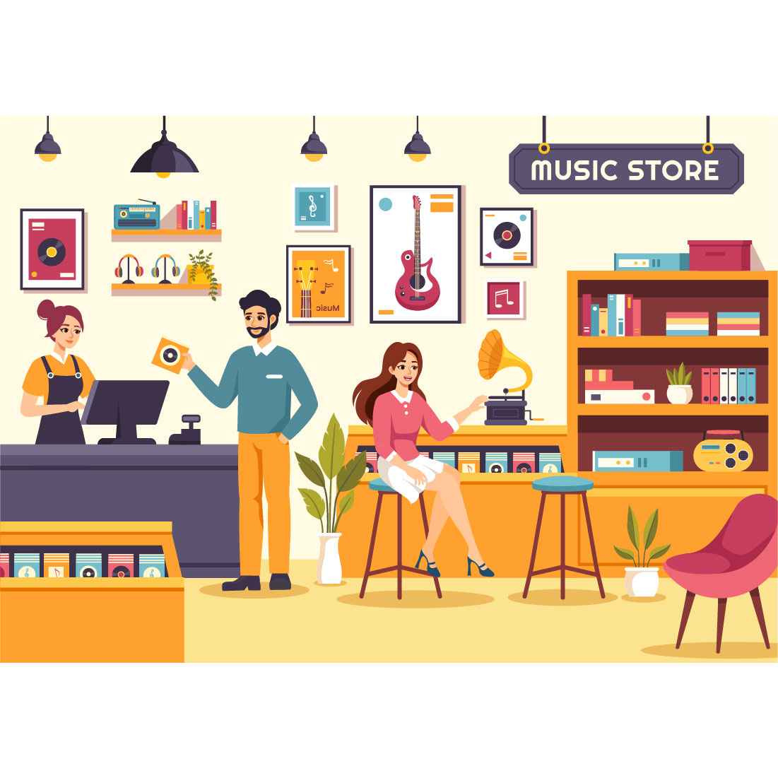 10 Music Store Illustration preview image.