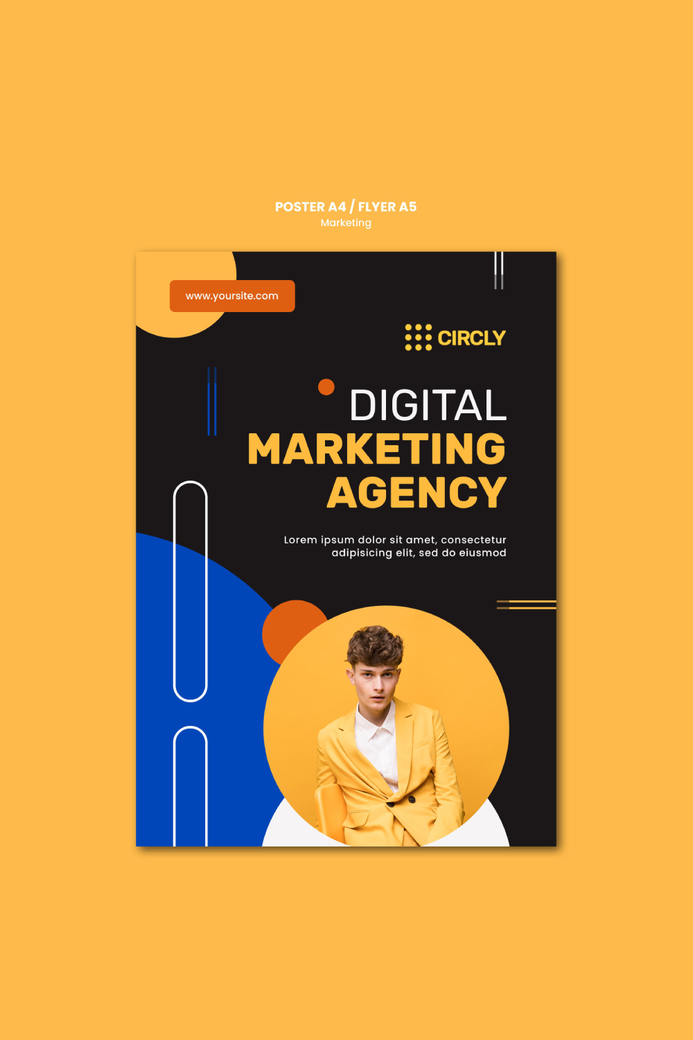 Digital Marketing Agency Flyer Design Template pinterest preview image.