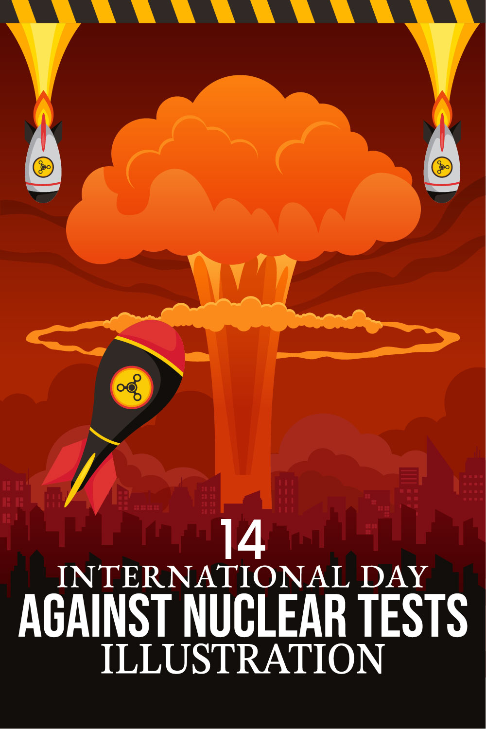 14 Day of Against Nuclear Tests Illustration pinterest preview image.