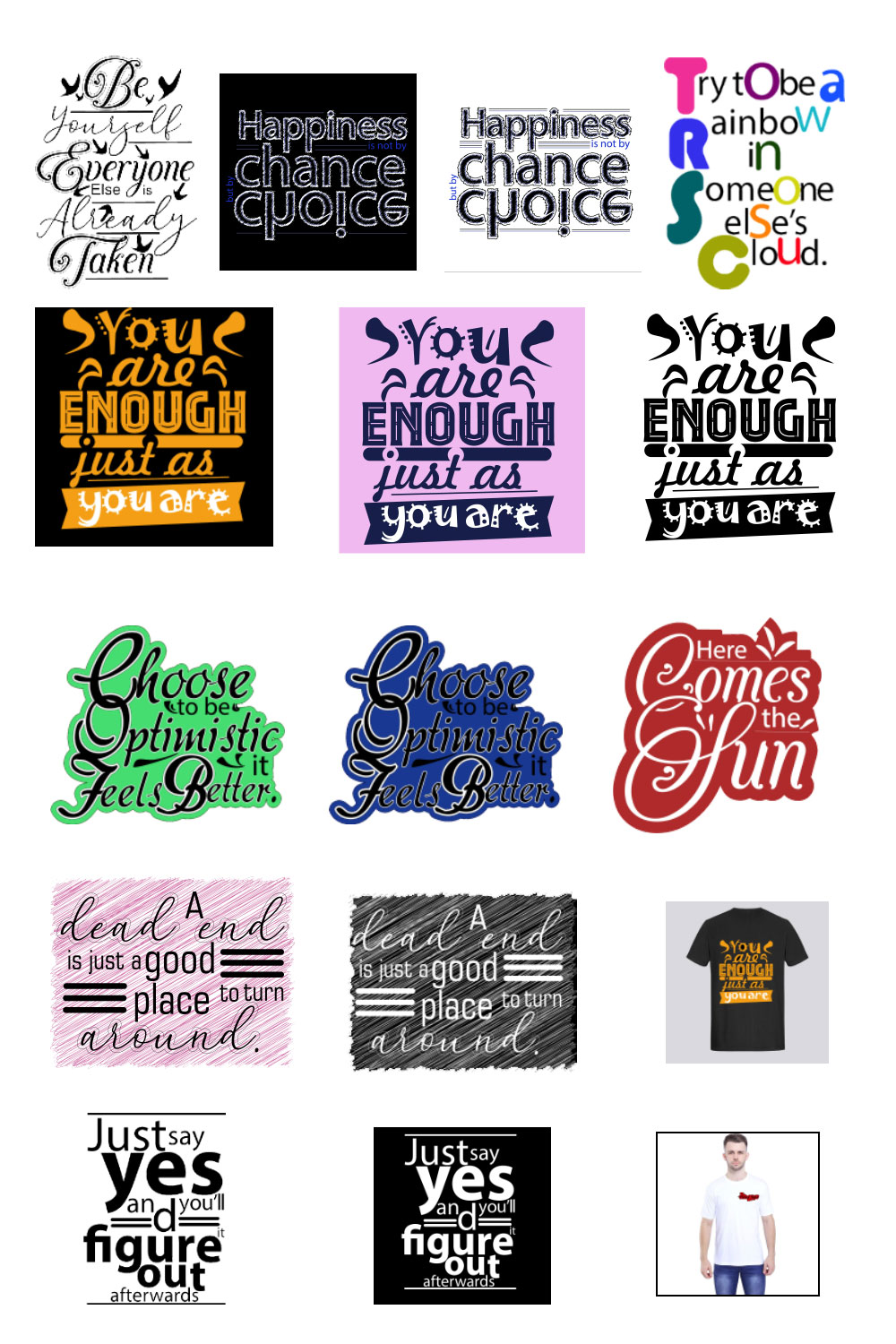 T-shirt Design with some Motivational Quotes pinterest preview image.