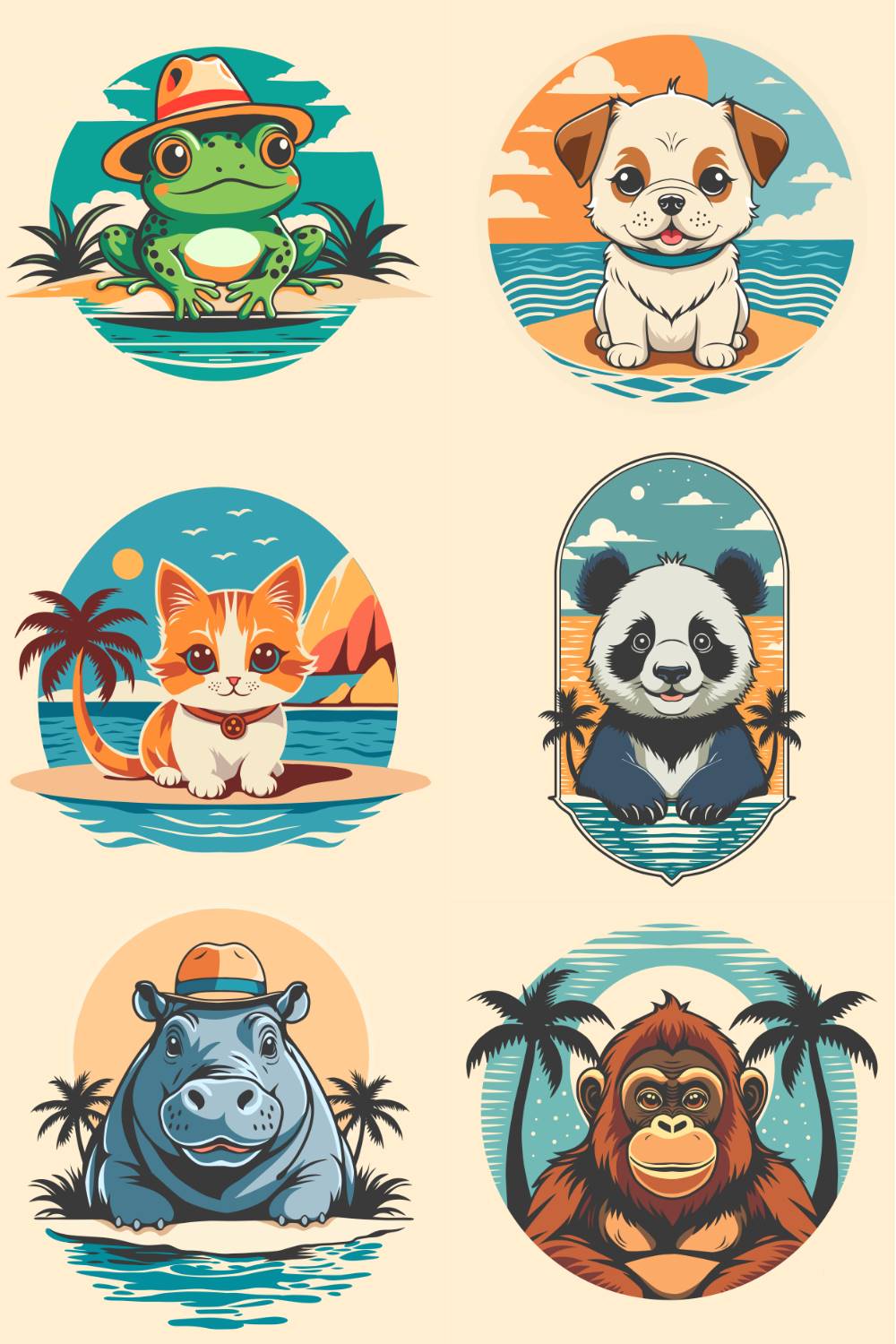 6 Cute Animals Vector Illustrations in Holiday Theme pinterest preview image.
