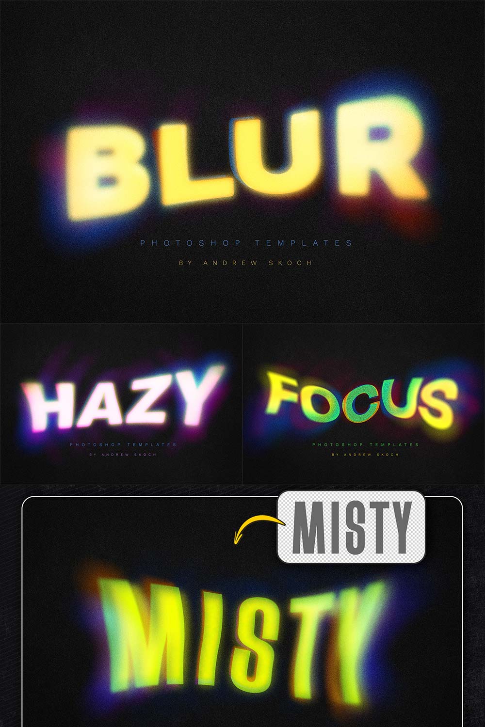 Gradient Blurred Text Effect pinterest preview image.