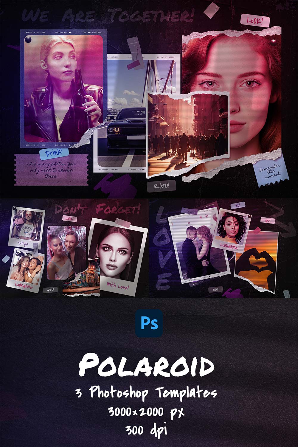 Polaroid Photo Templates pinterest preview image.