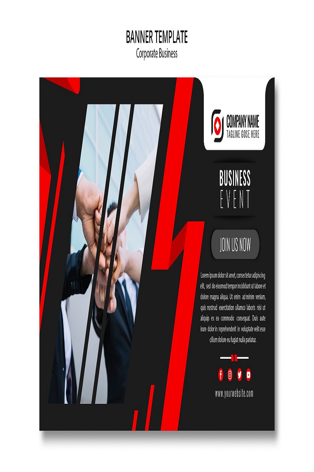 Abstract business banner template pinterest preview image.