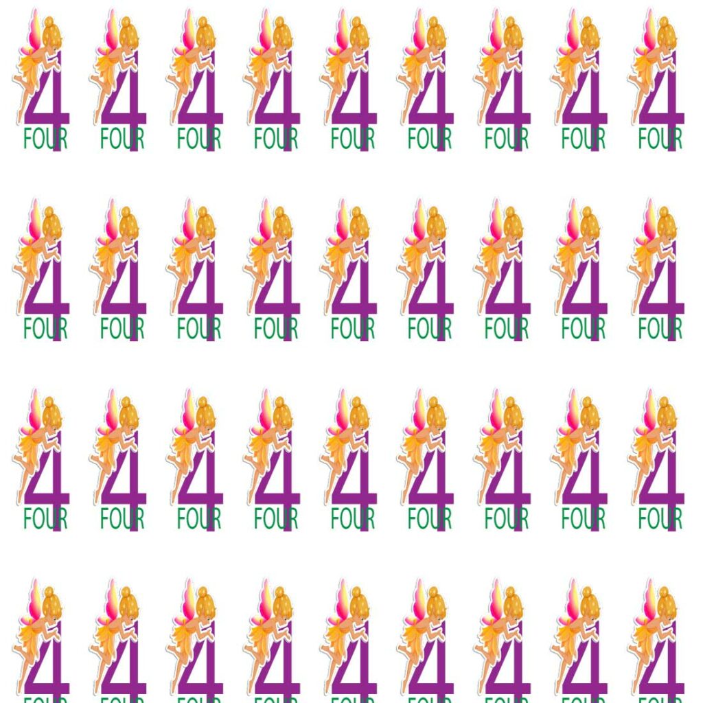 Pattern Using Number 4 Pattern design in Number 4 with princess - MasterBundles