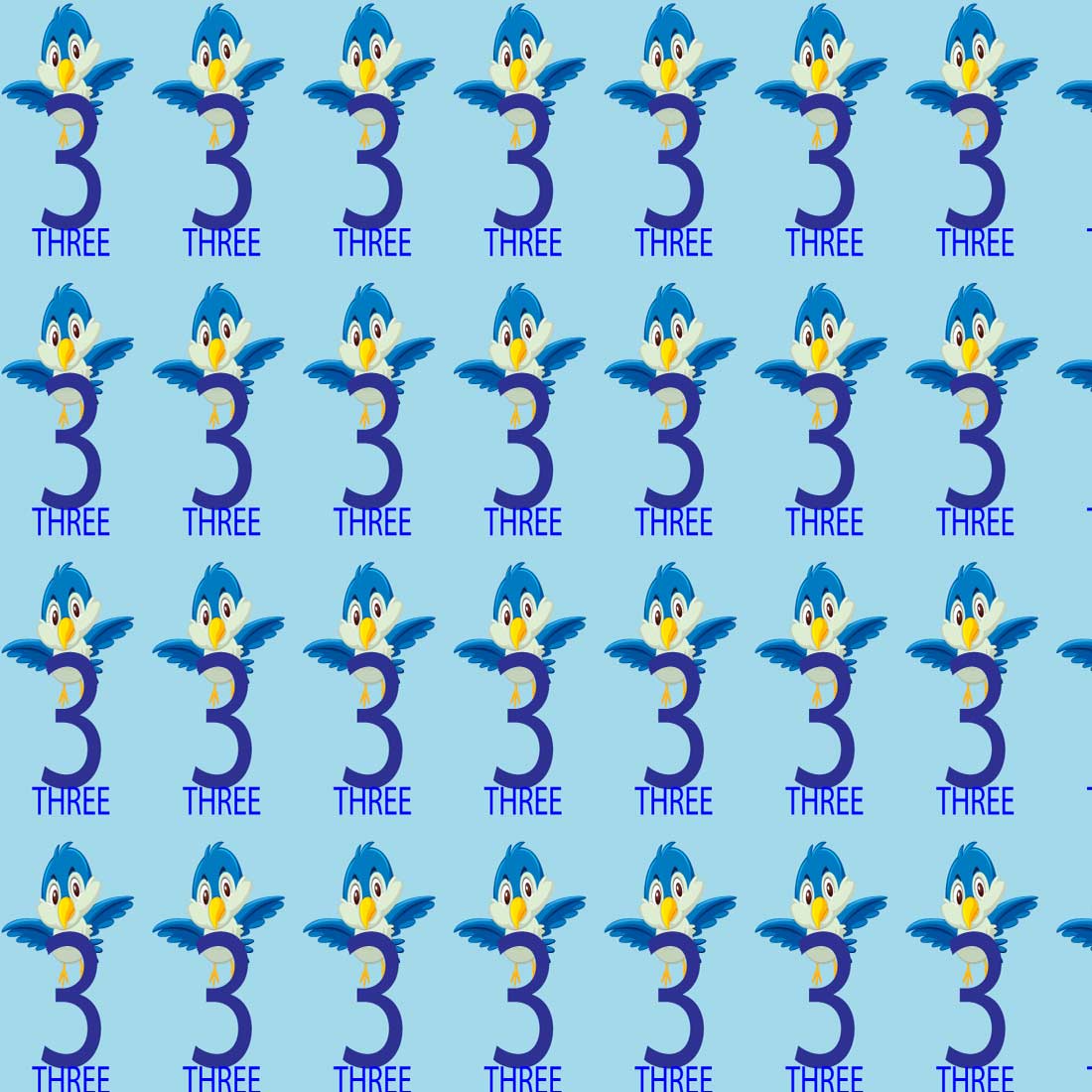 Pattern Design Letter three with Bird preview image.