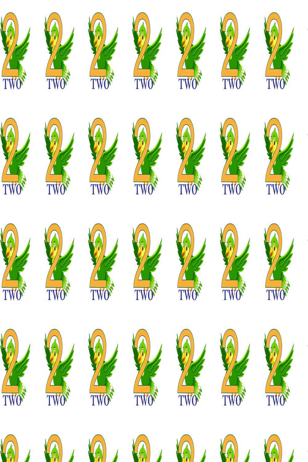 Pattern Design Letter two with Parrot pinterest preview image.