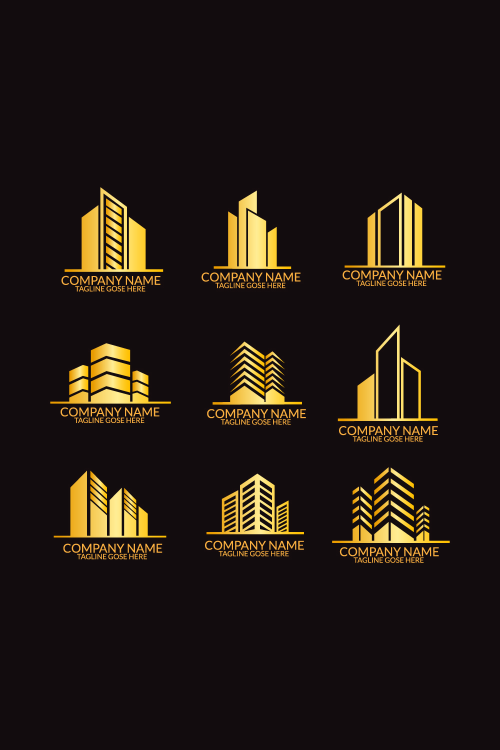 Abstract real estate logo template set pinterest preview image.
