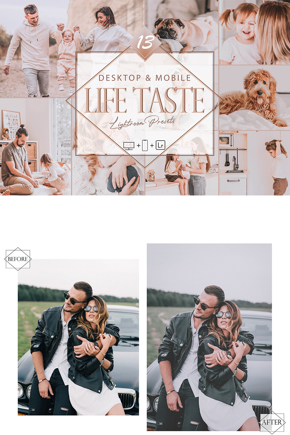 13 Life Taste Lightroom Presets, Family Mobile Preset, Creamy Bright Desktop LR Filter DNG Portrait Lifestyle Top Theme Blogger Instagram pinterest preview image.