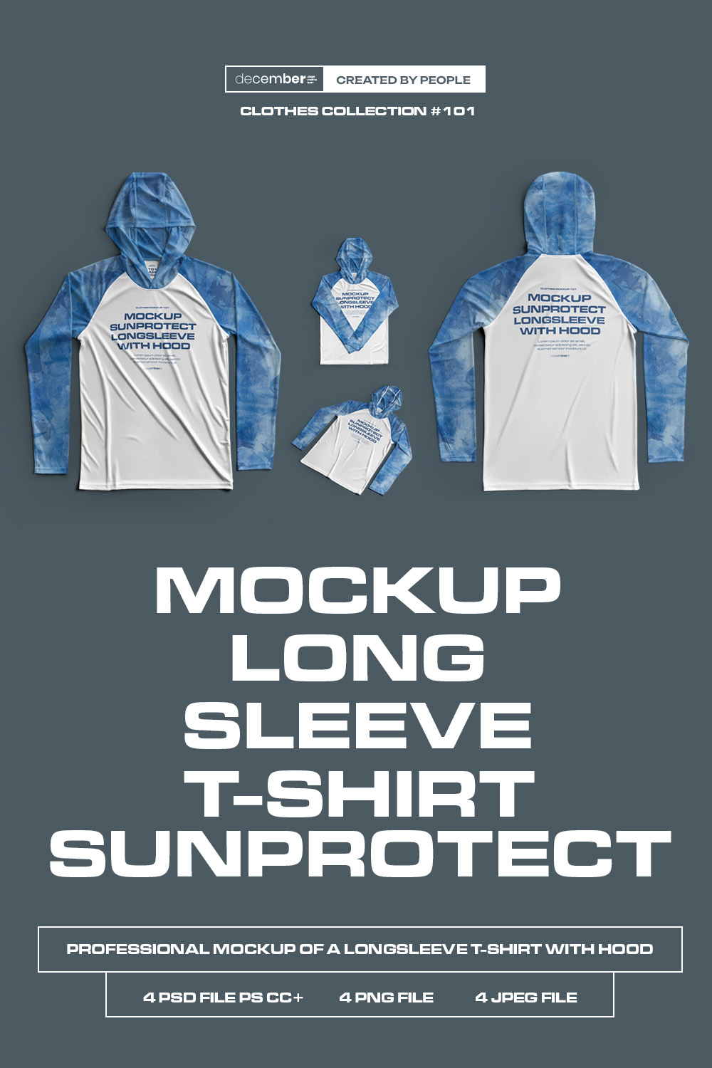 4 Mockups Long Sleeve T-Shirt SunProtect pinterest preview image.