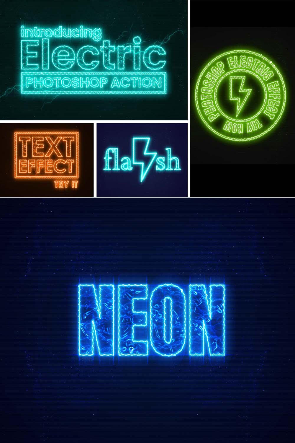 Electric Creator Photoshop Action pinterest preview image.