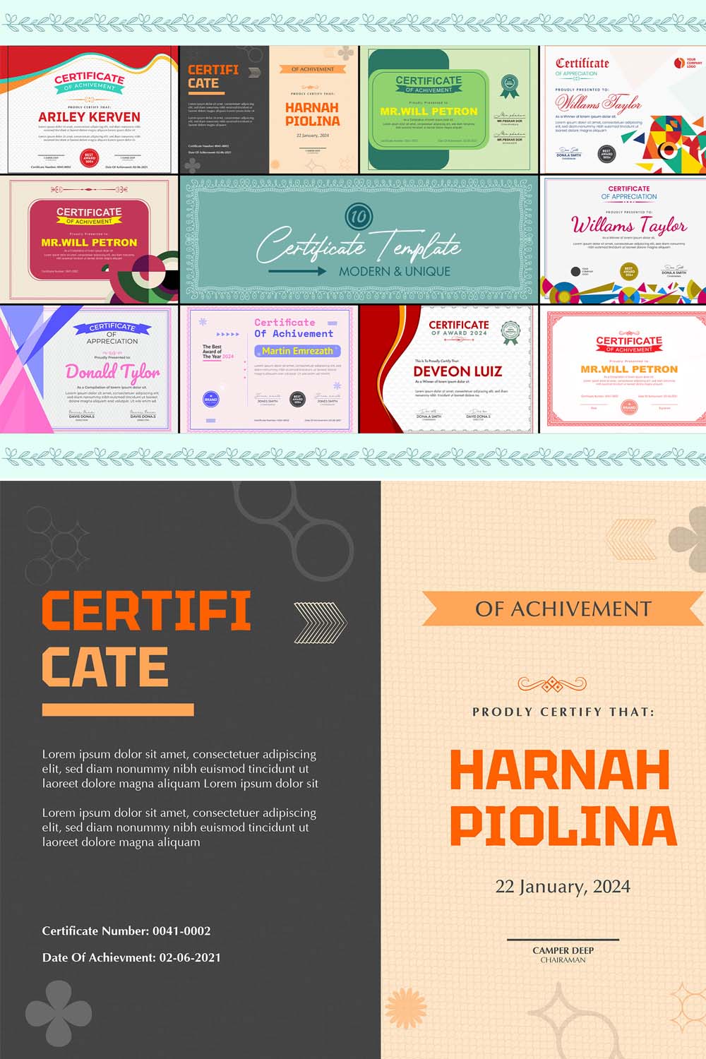 Certificate With Elegant Design pinterest preview image.