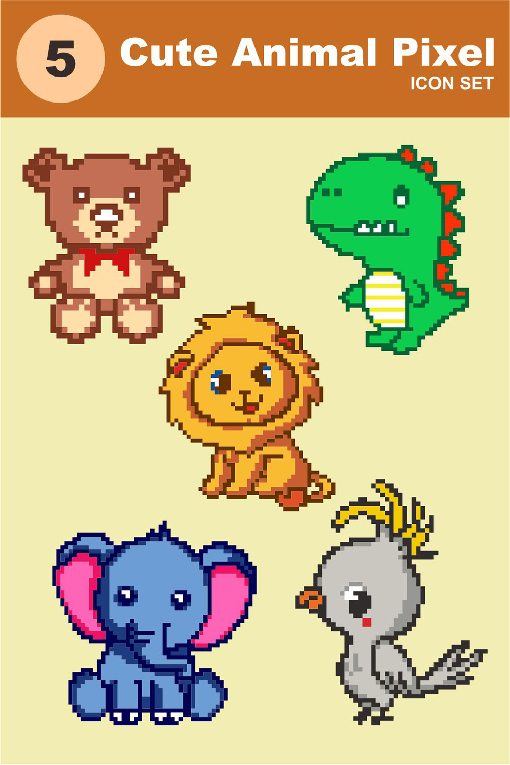 5 cute animal pixel - only $ 10 pinterest preview image.