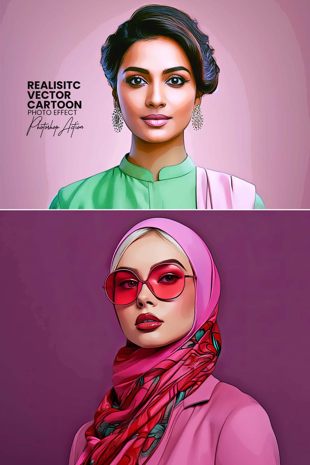 Realistic Vector Cartoon pinterest preview image.