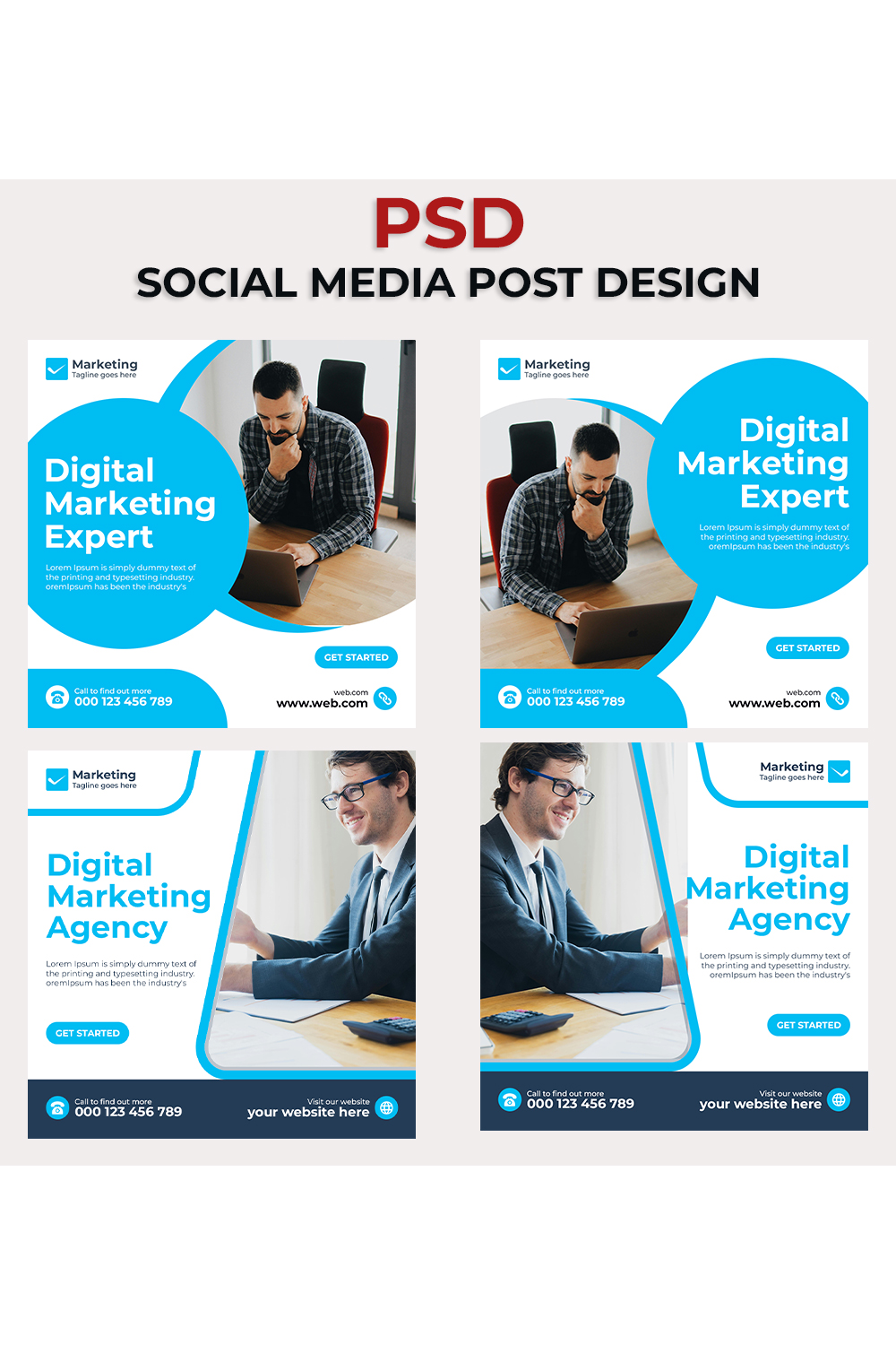 Social Media Post Design Template pinterest preview image.