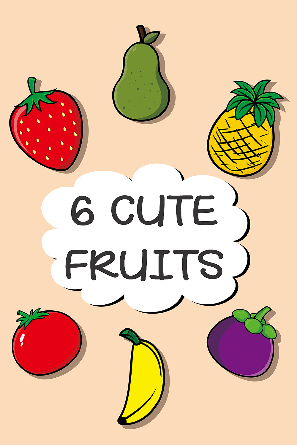 6 Cute Fruits - Only $13 pinterest preview image.