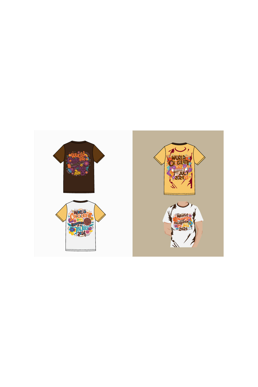 t shirt design world chocolate day with a floral design Bundle pinterest preview image.