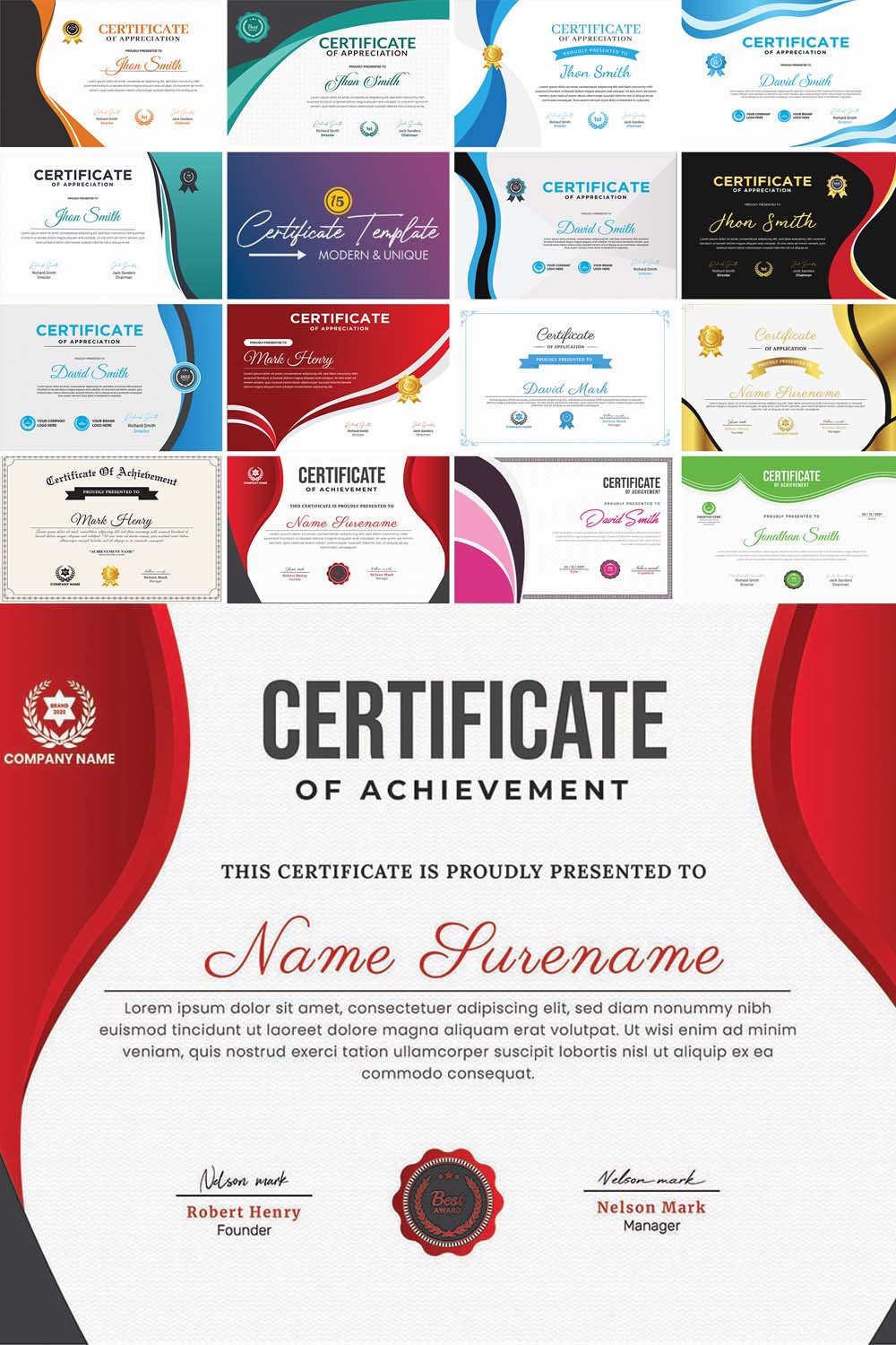 Realistic Luxury Certificate Design pinterest preview image.