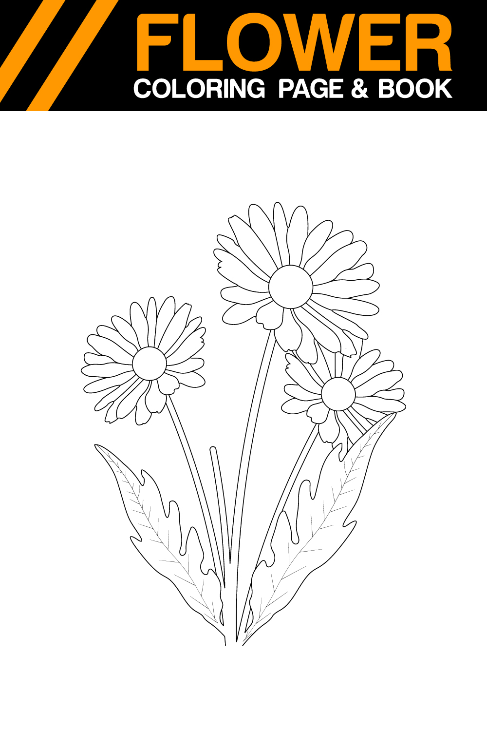 Daisy Flower Coloring Page pinterest preview image.