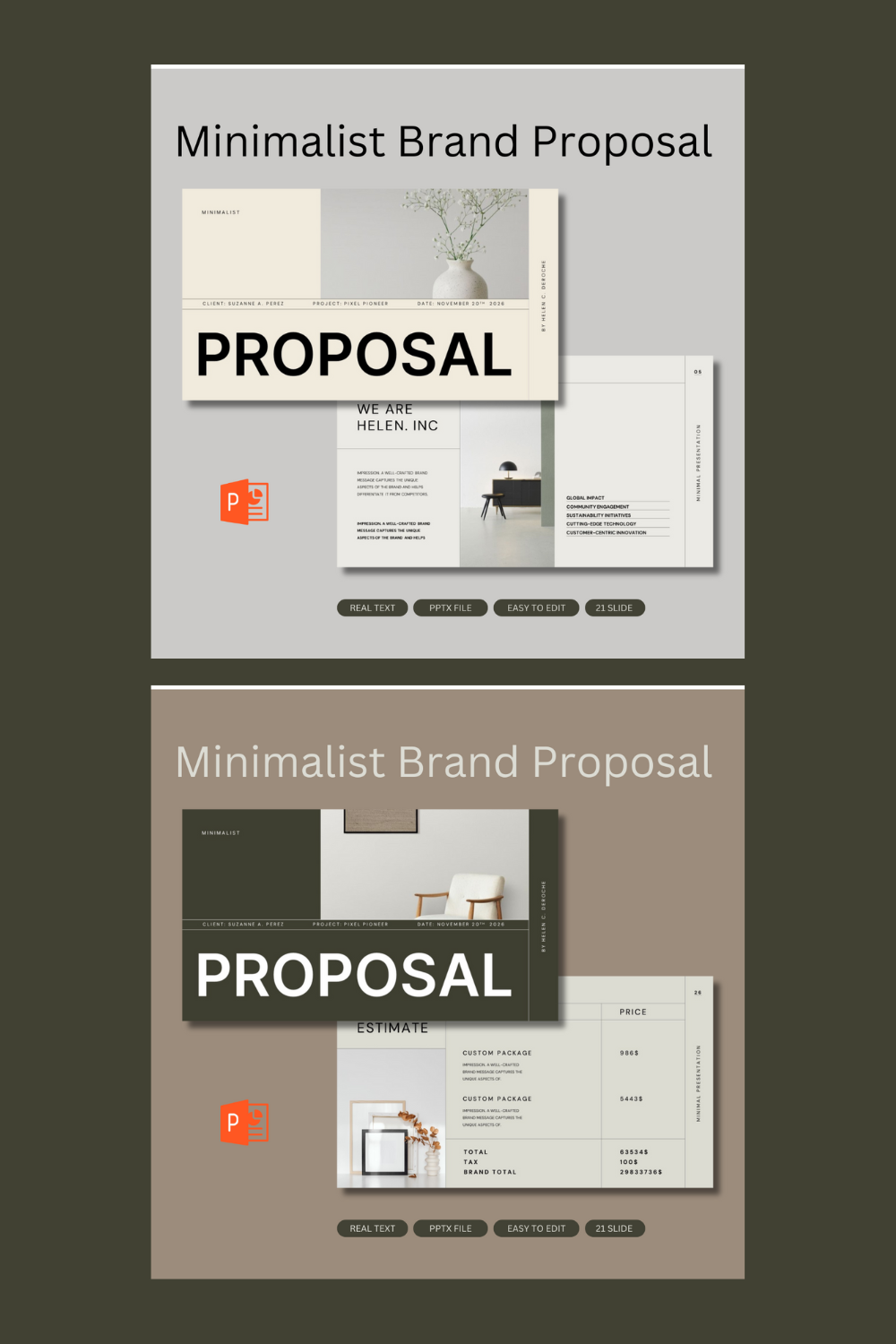 Minimalist Brand Proposal pinterest preview image.