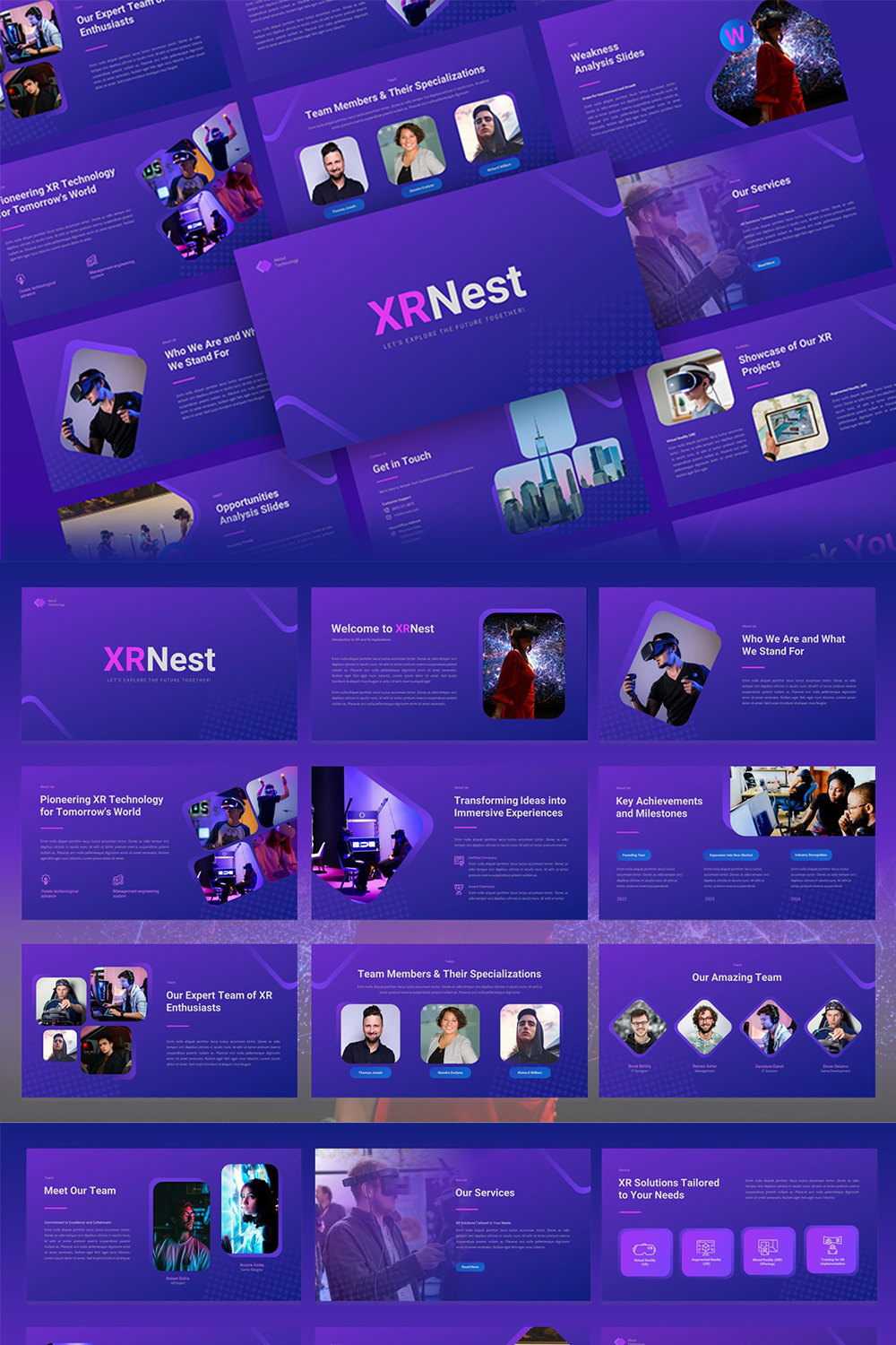 XRNest - XR Presentation PowerPoint Template pinterest preview image.