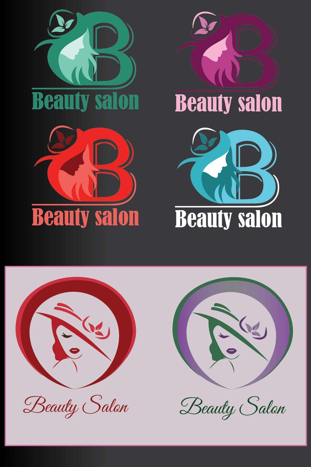 Beauty salon logo templates/Unique and creative beauty parlor logo templates/Pack of 2 spa logos pinterest preview image.