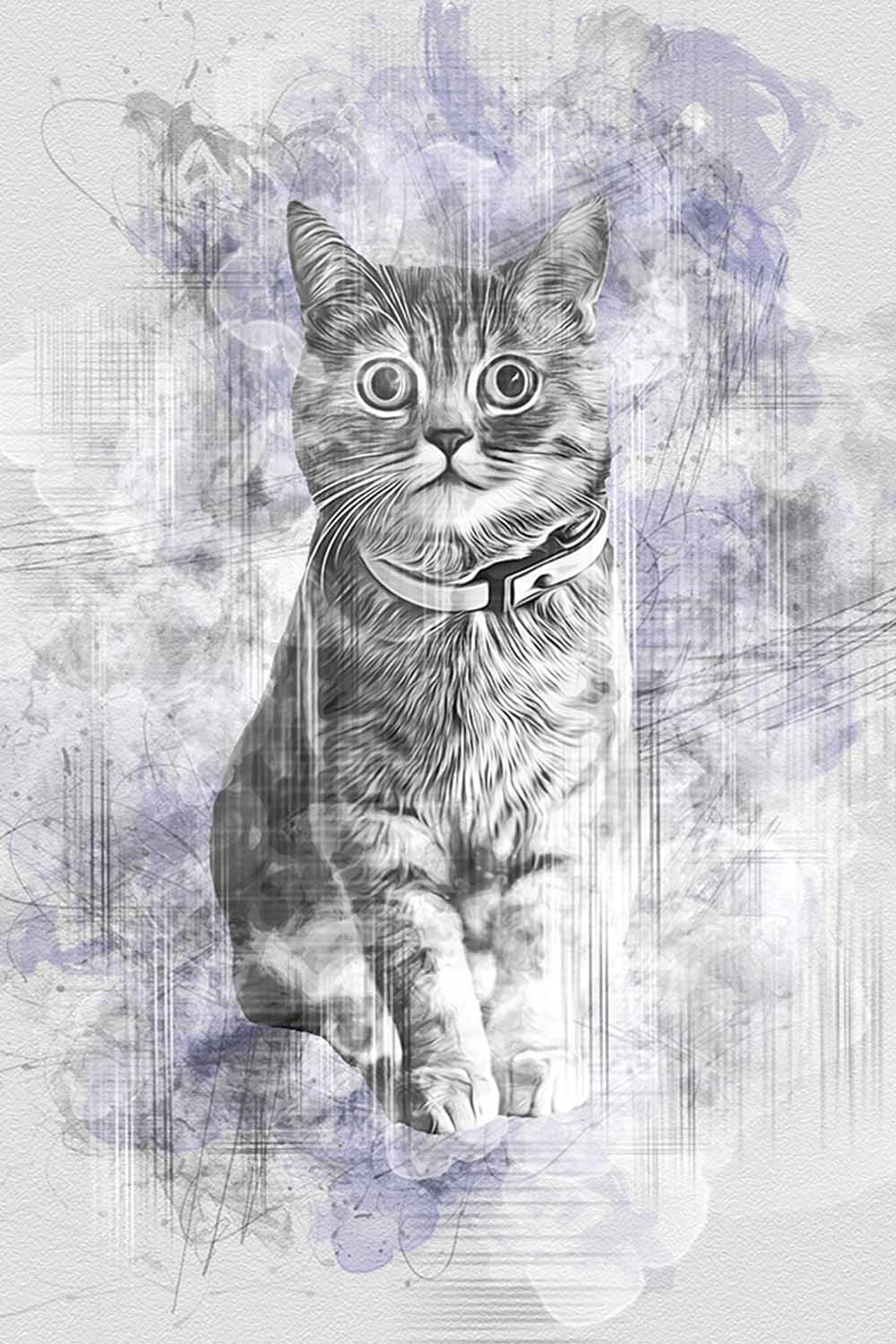 Pets Watercolor Sketch Photoshop Action pinterest preview image.