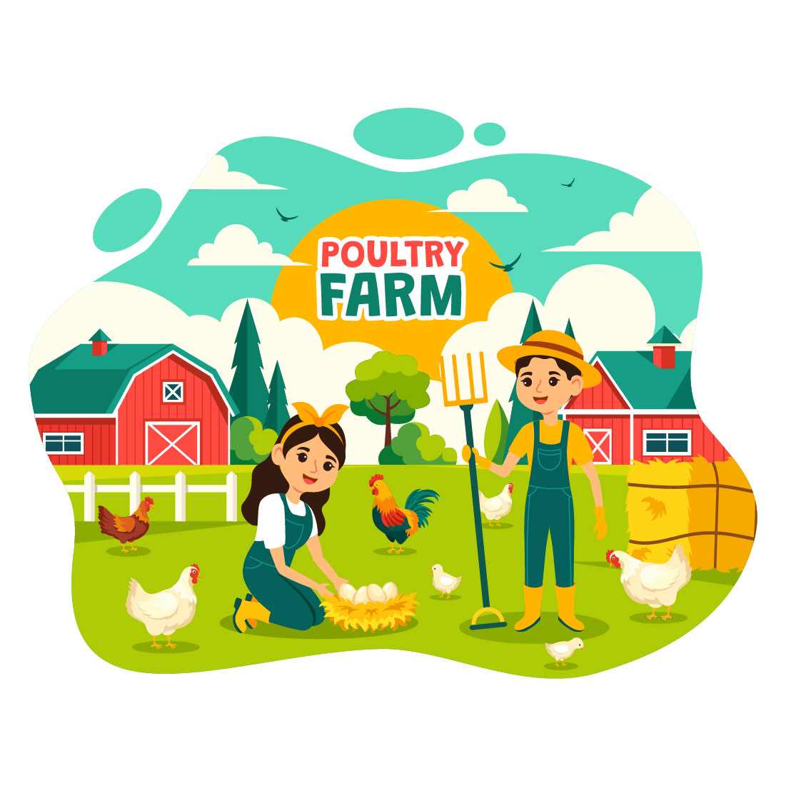 12 Poultry Farm Illustration cover image.